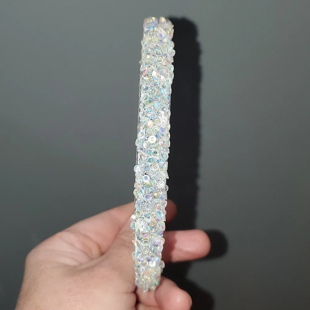 New boutique handmade rhinestone glitter flexible plastic headband - Picture 2 of 5
